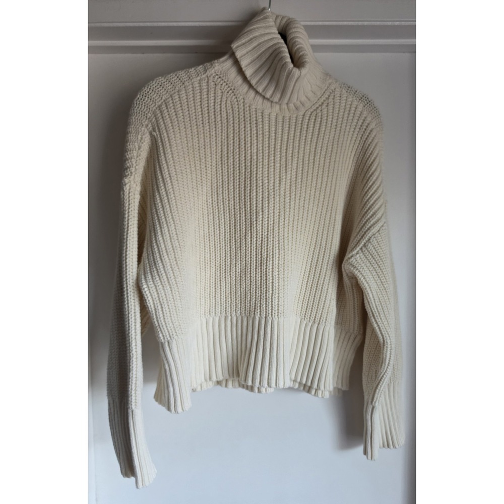 Madewell Turtleneck Sweater M Cream Ribbed Long Sleeve Pullover Knit Top